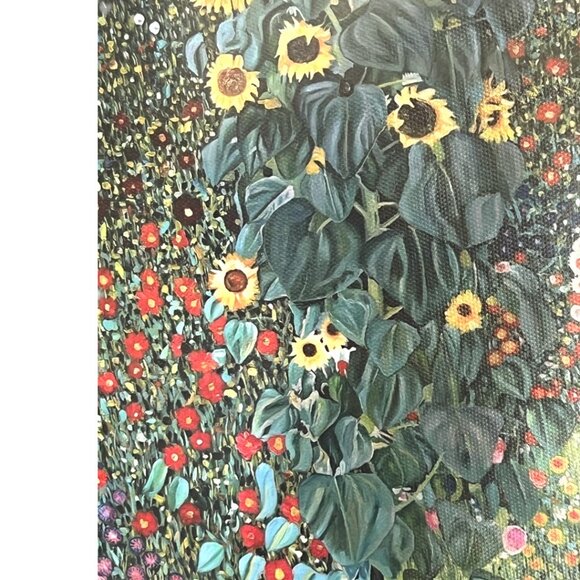 KLIMT Framed Print on Canvas "Farm Garden with Sunflowers" Mat--Ready to Hang - Picture 6 of 11